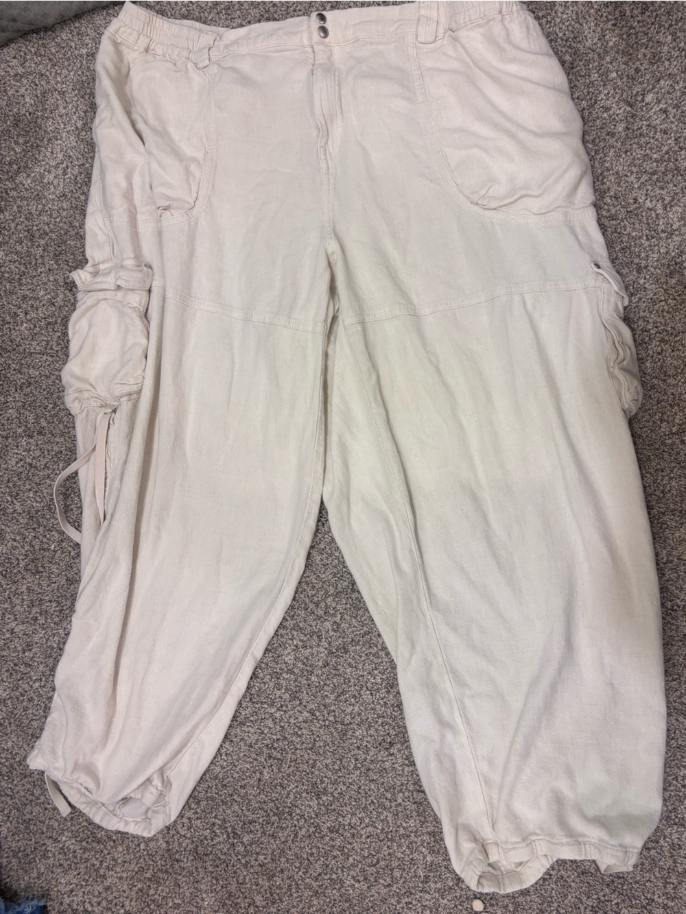 Anthropologie Light Cream Cargo Joggers